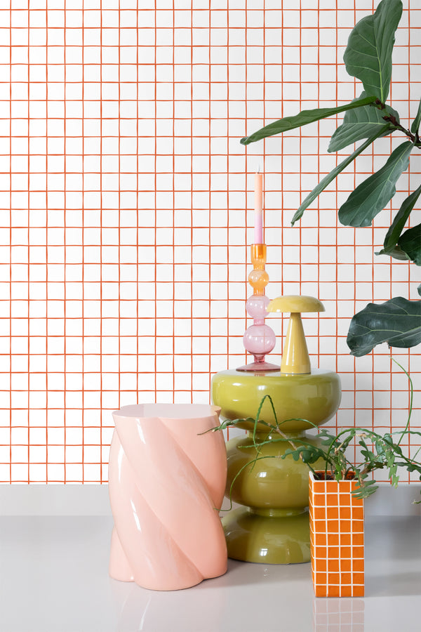 Vtwonen ESTAhome Behang Geblokt Motief Oranje En Wit - 50 X 900 Cm - 131275