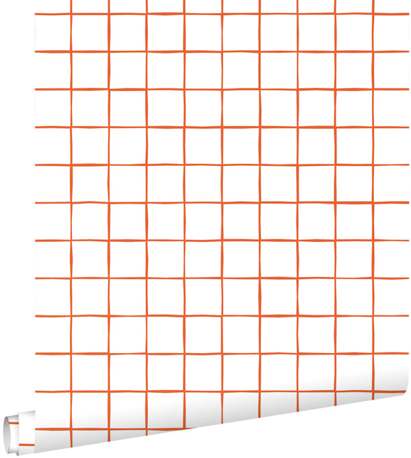 vtwonen ESTAhome behang geblokt motief oranje en wit - 50 x 900 cm - 131275