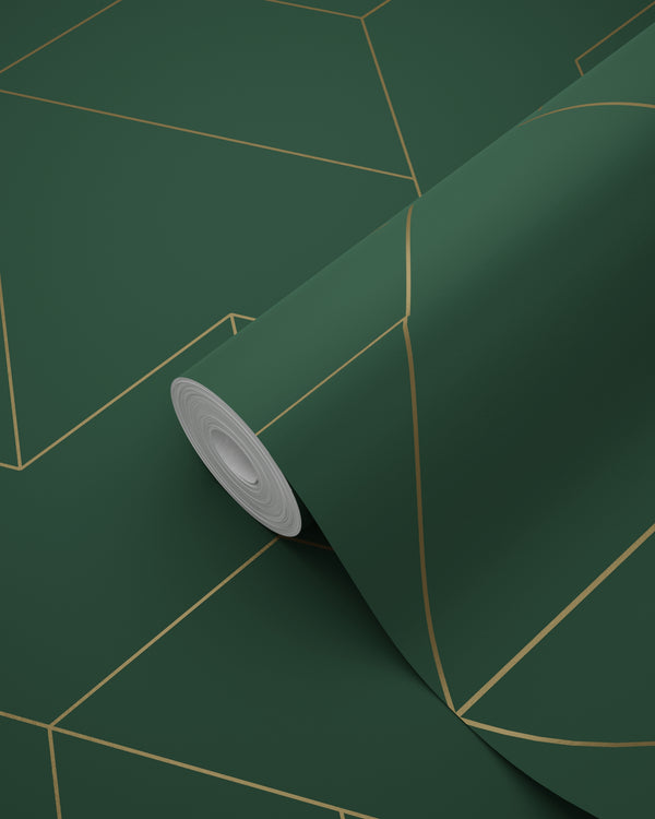 Vtwonen ESTAhome Behang Grafische Lijnen Groen En Goud - 50 X 900 Cm - 139948