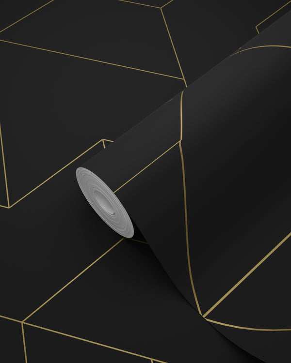 Vtwonen ESTAhome Behang Grafische Lijnen Zwart En Goud - 50 X 900 Cm - 139945