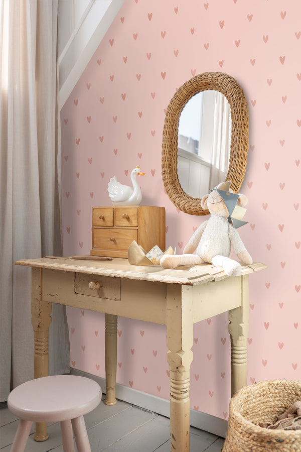 Vtwonen ESTAhome Behang Hartjes Roze - 0.53 X 10.05 M - 139768