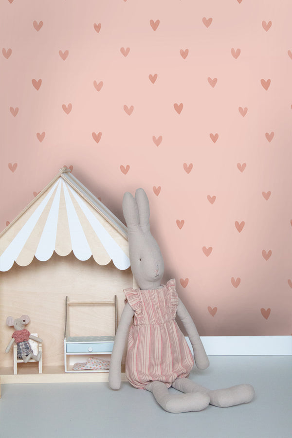 Vtwonen ESTAhome Behang Hartjes Roze - 0.53 X 10.05 M - 139768