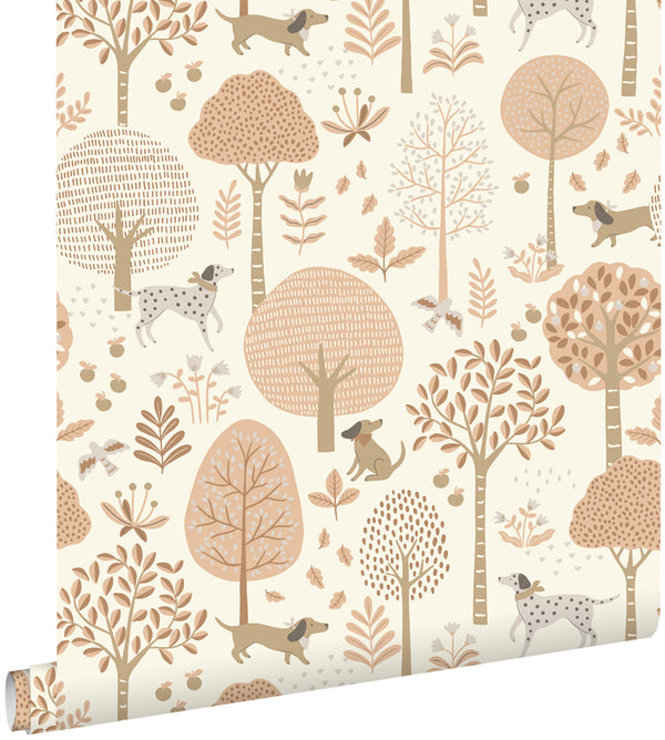vtwonen ESTAhome behang honden beige en zacht roze - 0.53 x 10.05 m - 139710