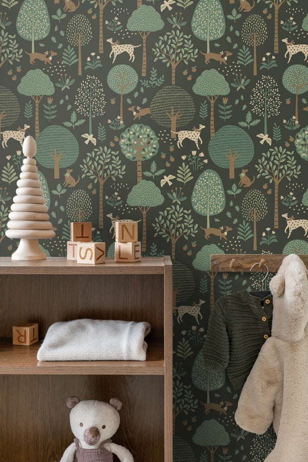 Vtwonen ESTAhome Behang Honden Donkergroen - 50 X 900 Cm - 139713