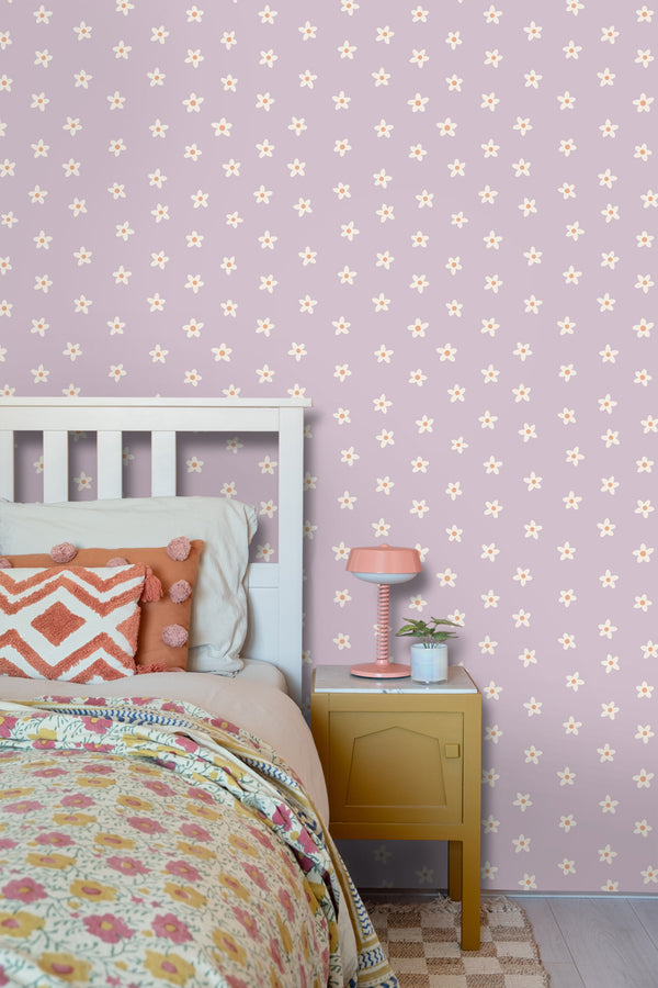 Vtwonen ESTAhome Behang Madeliefjes Lila Paars - 50 X 900 Cm - 131114