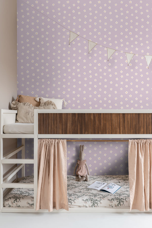 Vtwonen ESTAhome Behang Madeliefjes Lila Paars - 50 X 900 Cm - 131114