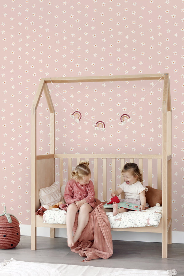 Vtwonen ESTAhome Behang Madeliefjes Roze - 50 X 900 Cm - 131113