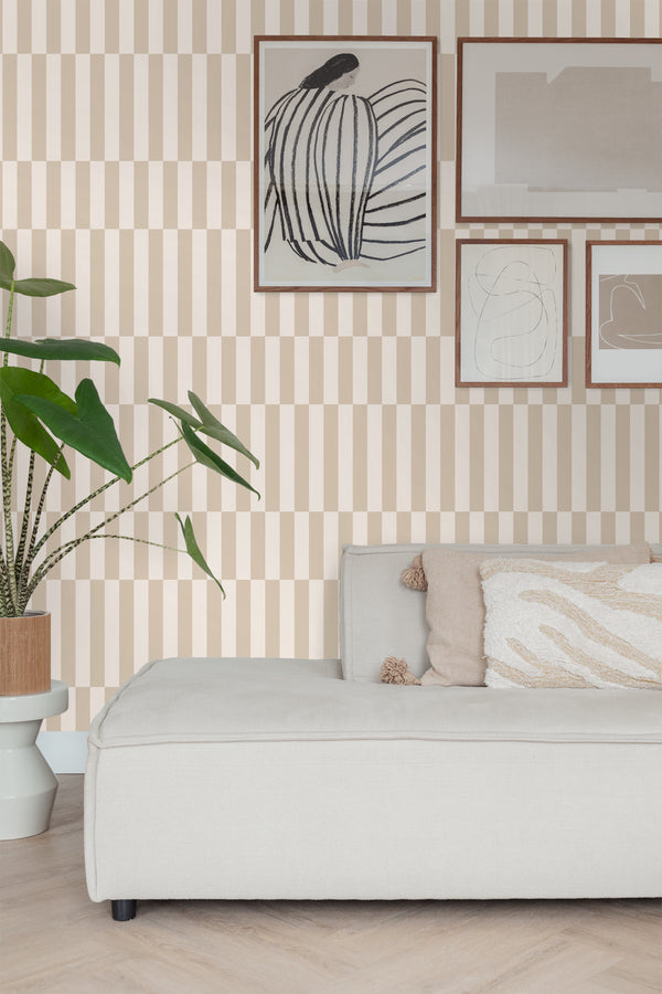 Vtwonen ESTAhome Behang Strepen Beige - 50 X 900 Cm - 131211