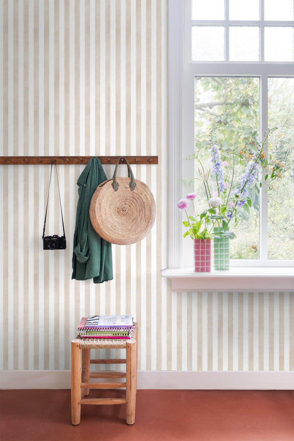 Vtwonen ESTAhome Behang Strepen Beige En Wit - 0.53 X 10.05 M - 131302