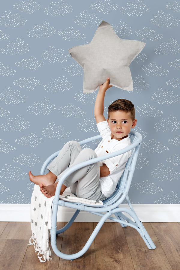 Vtwonen ESTAhome Behang Wolkjes Blauw - 50 X 900 Cm - 131224