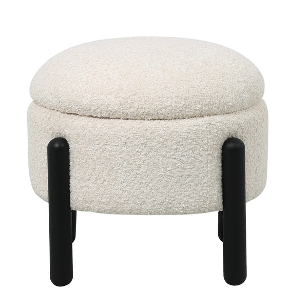 Vtwonen Giga Meubel Poef Charlise - Beige - Stof/Metaal - 45x45x36cm