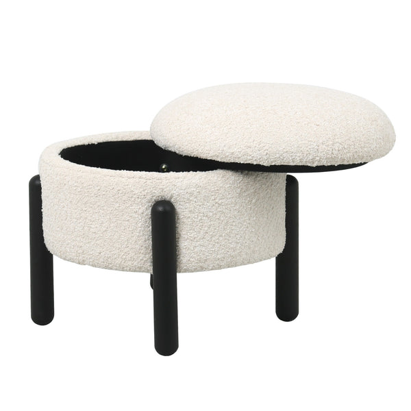 Vtwonen Giga Meubel Poef Charlise - Beige - Stof/Metaal - 45x45x36cm