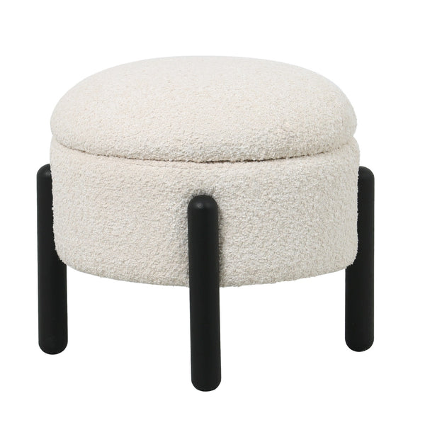 vtwonen Giga Meubel Poef Charlise - Beige - Stof/Metaal - 45x45x36cm