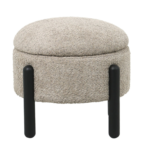 Vtwonen Giga Meubel Poef Charlise - Taupe - Stof/Metaal - 45x45x36cm