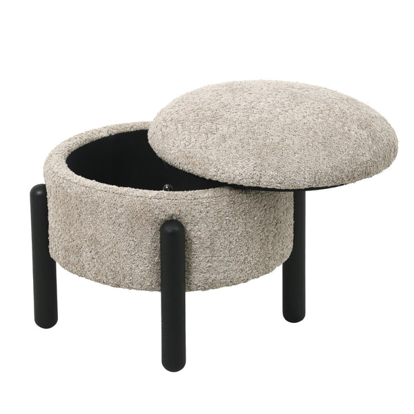 Vtwonen Giga Meubel Poef Charlise - Taupe - Stof/Metaal - 45x45x36cm