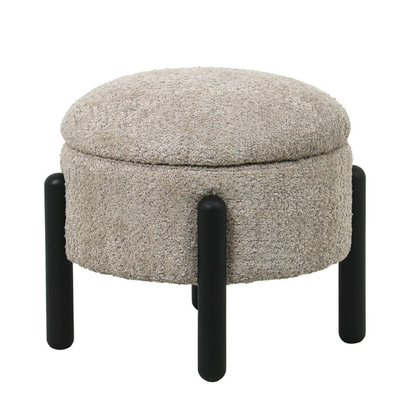 vtwonen Giga Meubel Poef Charlise - Taupe - Stof/Metaal - 45x45x36cm