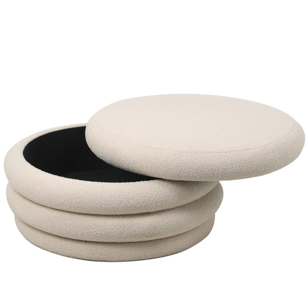 Vtwonen Giga Meubel Poef Gilbert - Beige - Stof - 79x79x38cm