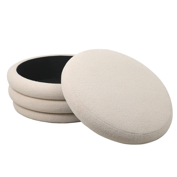 Vtwonen Giga Meubel Poef Gilbert - Beige - Stof - 79x79x38cm