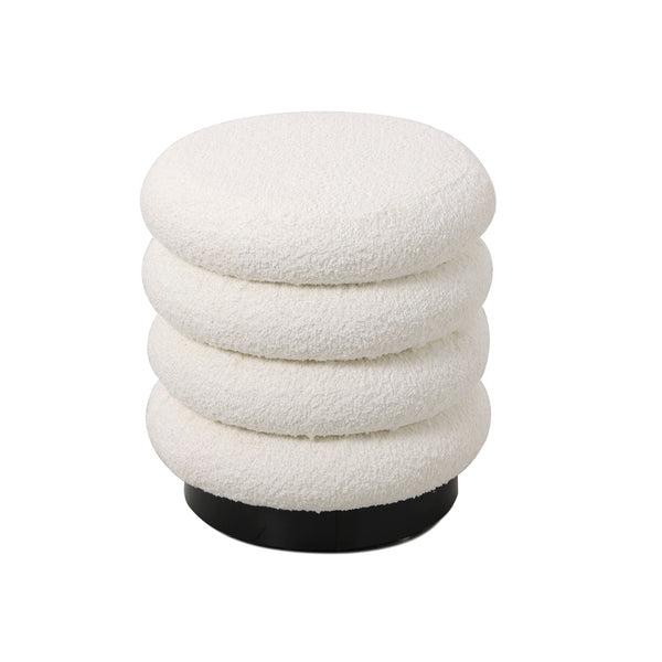 vtwonen Giga Meubel Poef Matthijs - Beige - Bouclé - 38x38x40cm