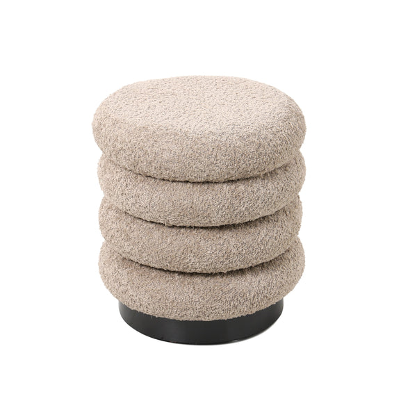 vtwonen Giga Meubel Poef Matthijs - Taupe - Bouclé - 38x38x40cm