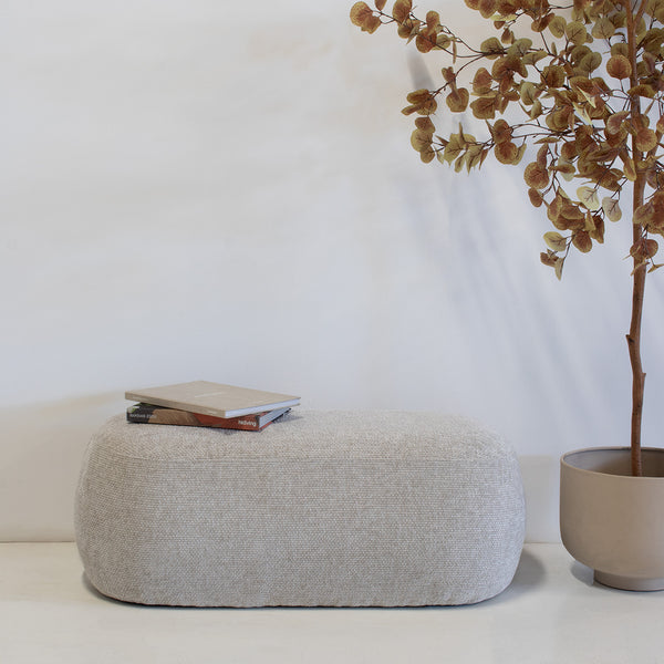 Vtwonen Giga Meubel Poef Sarah - Stof - Beige - 100x50x38cm