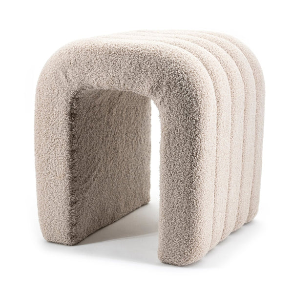 vtwonen Giga Meubel Poef Sera - Taupe - Bouclé - 41x38x45cm