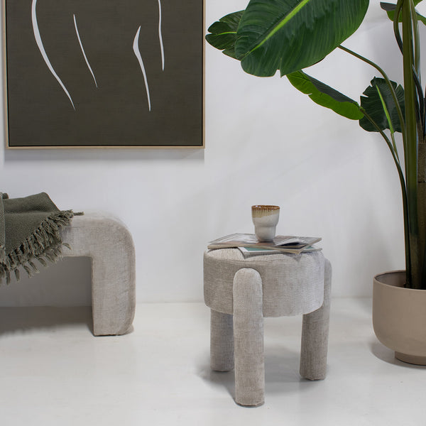 Vtwonen Giga Meubel Poef Yara - Stof - Beige - 44x44x42cm