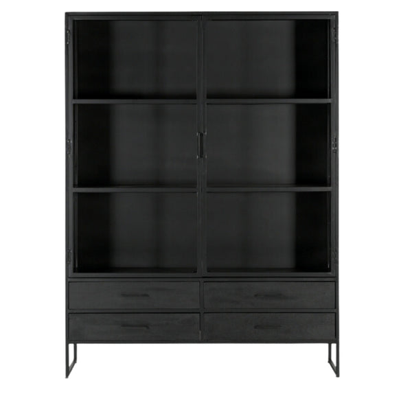 Vtwonen Giga Meubel Vitrinekast Marijn - Glas/Metaal - Zwart - 150x40x200cm