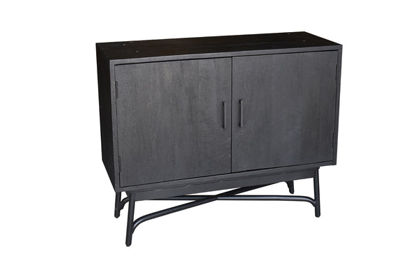 Vtwonen Giga Meubel Vitrinekast Romee - Mangohout - Zwart - 100x38x220cm