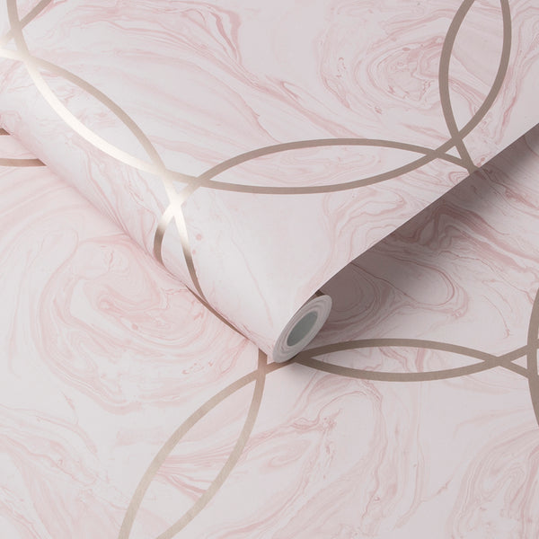 Vtwonen Graham & Brown Vliesbehang Aqueous Geo Quartz Roze