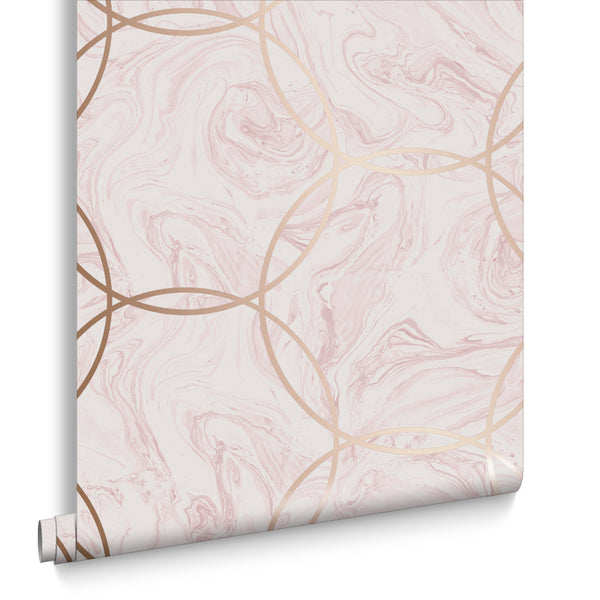 vtwonen Graham & Brown vliesbehang Aqueous Geo Quartz roze