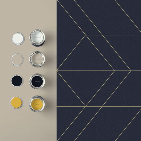 Vtwonen Graham & Brown Vliesbehang Balance Navy Gold Blauw