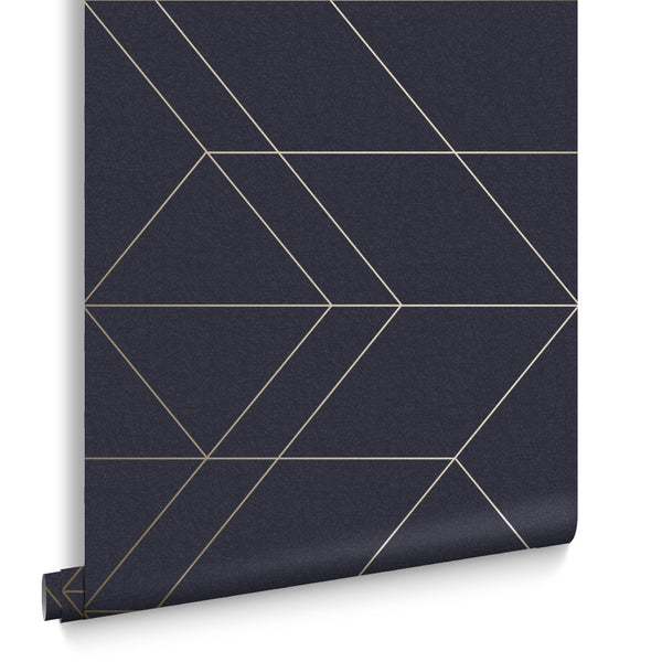 vtwonen Graham & Brown vliesbehang Balance Navy Gold blauw