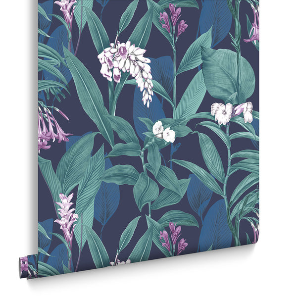 vtwonen Graham & Brown vliesbehang Botanical Midnight blauw