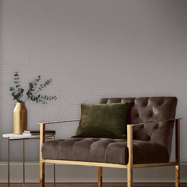 Vtwonen Graham & Brown Vliesbehang Centra Taupe Grijs