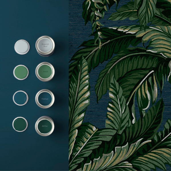 Vtwonen Graham & Brown Vliesbehang Daintree Palm Midnight Blauw