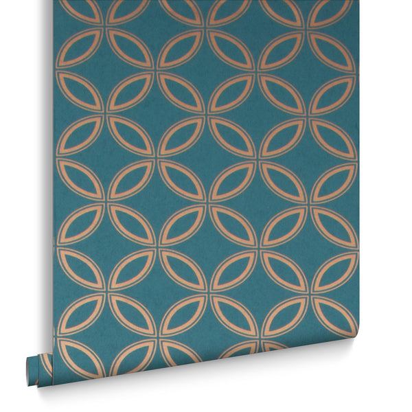 vtwonen Graham & Brown vliesbehang Eternity Teal & Gold blauw