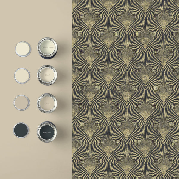 Vtwonen Graham & Brown Vliesbehang Fan Black Gold Zwart