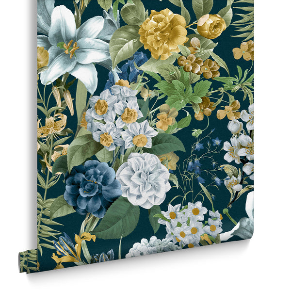 vtwonen Graham & Brown vliesbehang Glasshouse Flora blauw