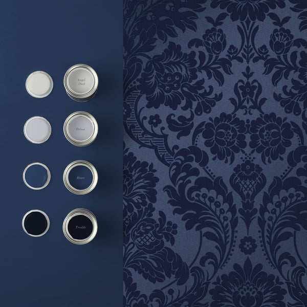 Vtwonen Graham & Brown Vliesbehang Gothic Damask Flock Cobalt Blauw