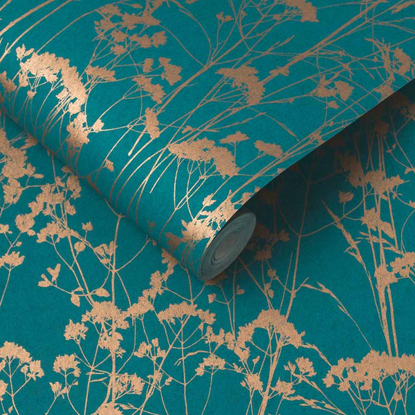 Vtwonen Graham & Brown Vliesbehang Grace Teal Blauwgroen