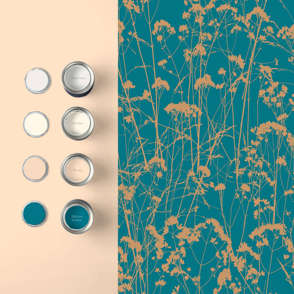 Vtwonen Graham & Brown Vliesbehang Grace Teal Blauwgroen