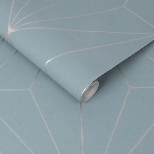 Vtwonen Graham & Brown Vliesbehang Harmony Deep Sky Silver Blauw