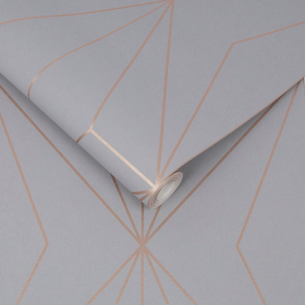 Vtwonen Graham & Brown Vliesbehang Harmony Grey Rosegold Grijs