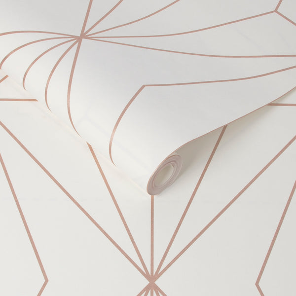 Vtwonen Graham & Brown Vliesbehang Harmony White Rosegold Wit