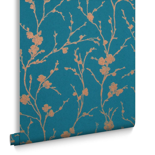 vtwonen Graham & Brown vliesbehang Meiying Teal blauwgroen