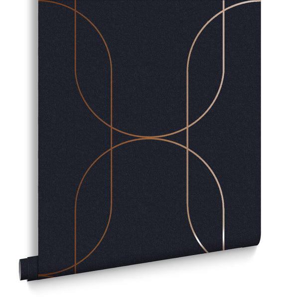 vtwonen Graham & Brown vliesbehang Palais Navy & Copper blauw
