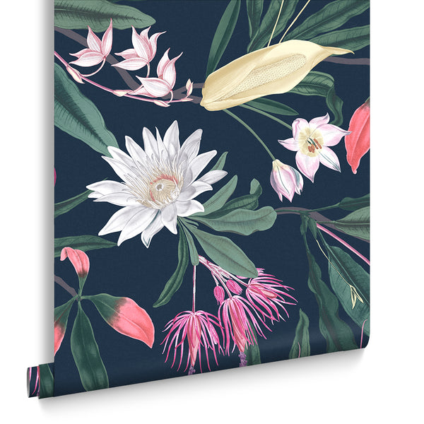 vtwonen Graham & Brown vliesbehang Paradise Midnight blauw