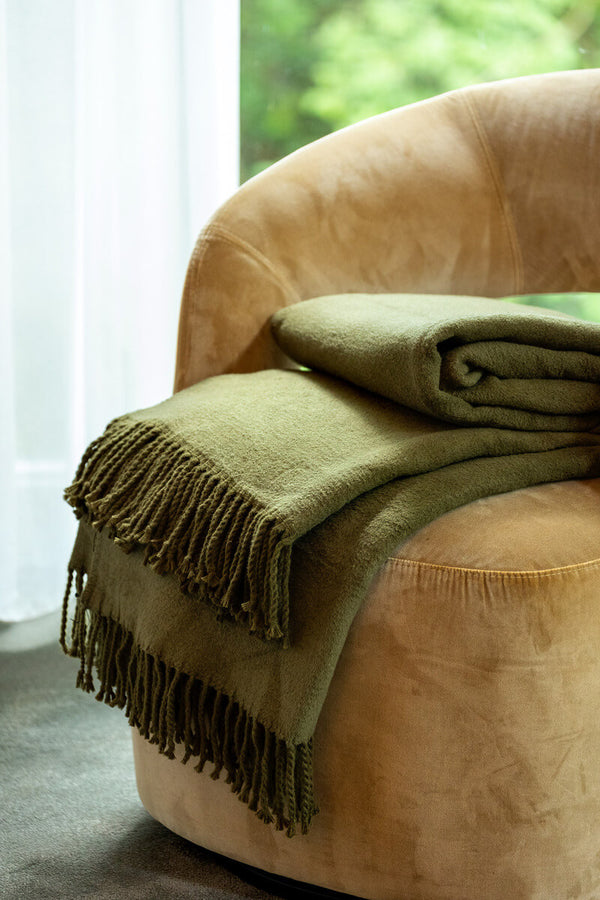 Vtwonen Hoii Plaid Annabella - 150x200 Cm - Military Olive - Groen