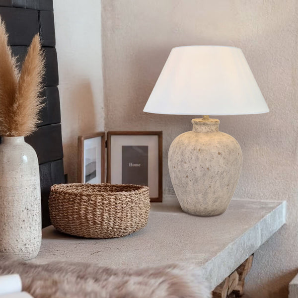 Vtwonen HOME DELUXE Grote Stenen Tafellamp LENE - Wit